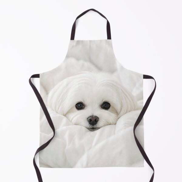 Item preview, Fluffy White Maltese Dog Rests on Plush Bed designed and sold by Lucia Amaris Art.