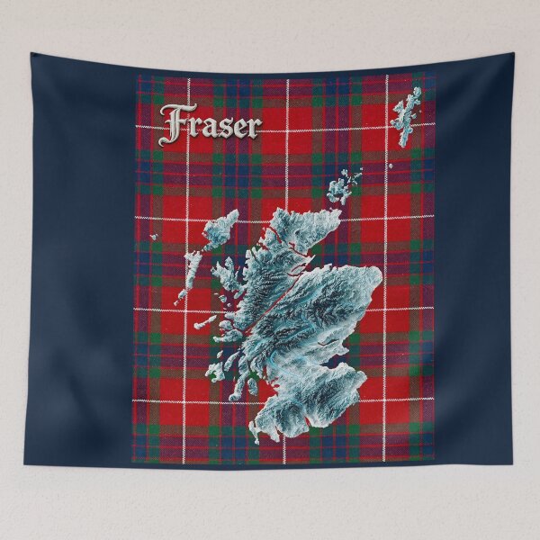 Artikelvorschau, Schottlandkarte und Clan Fraser Tartan entworfen und verkauft von davidelder.