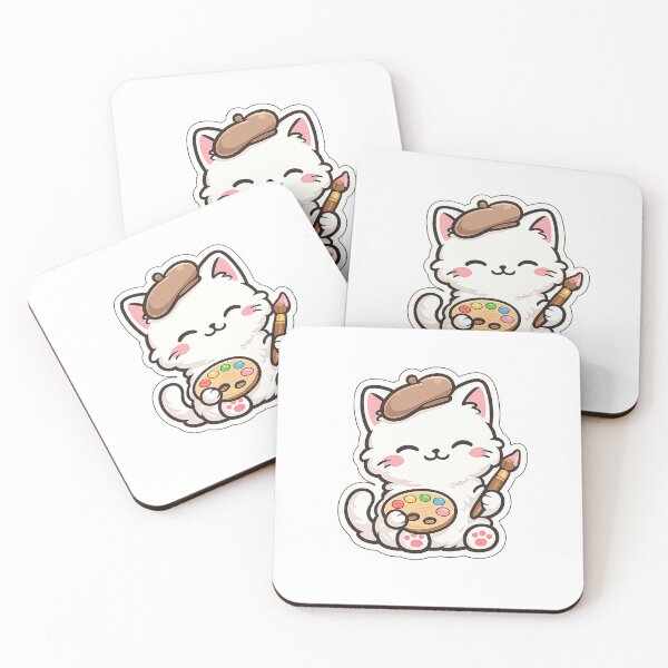 Item preview, Cute Artist Cat with Paint Palette designed and sold by NoorCanvasArt.
