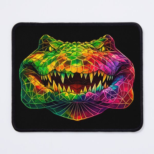Item preview, Colorful Geometric Crocodile Head Art – Neon Polygonal Alligator Illustration designed and sold by Geometric Art..