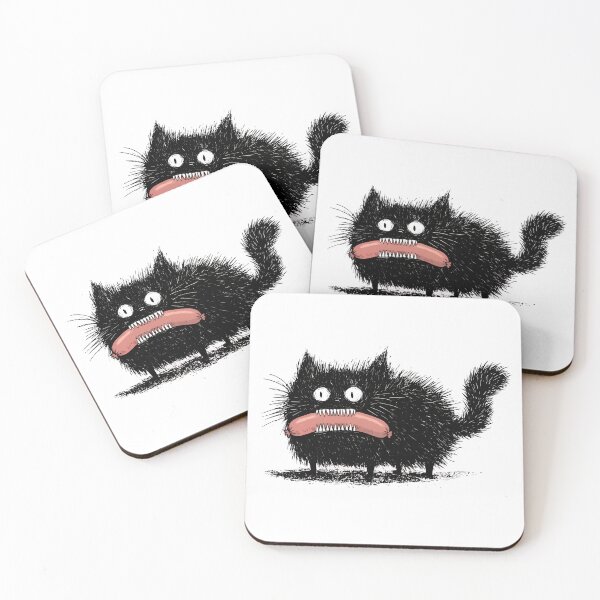 Item preview, Funny Angry Black Cat Stealing Sausage Grungy Art designed and sold by Ustinov_arts.