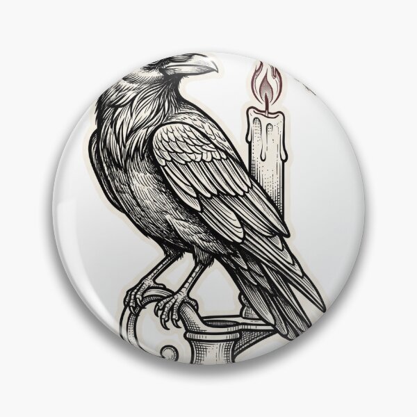 Item preview, Raven and Candle Blackwork Line Tattoo designed and sold by Ninjacatoff.