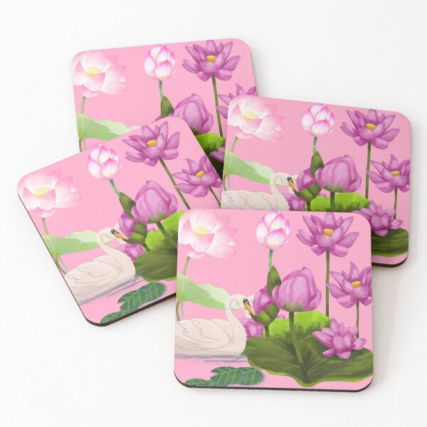Item preview, Aesthetic Pink Lotus Pond with Graceful White Swan) designed and sold by ranivibes008.