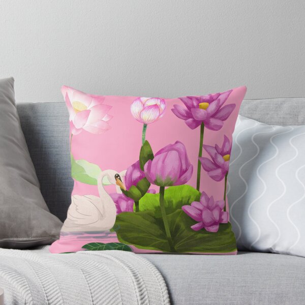 Item preview, Aesthetic Pink Lotus Pond with Graceful White Swan) designed and sold by ranivibes008.