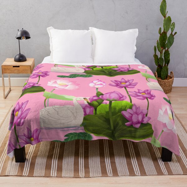 Item preview, Aesthetic Pink Lotus Pond with Graceful White Swan) designed and sold by ranivibes008.