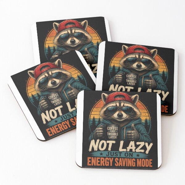 Item preview, Funny Raccoon Coffee Design – “Not Lazy, Just on Energy Saving Mode” designed and sold by Krzepcia.