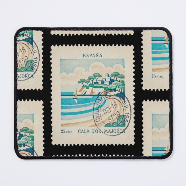 Item preview, Cala dOr Majorca White Cove Pine Coast Stamp Sticker designed and sold by stickercuffs.