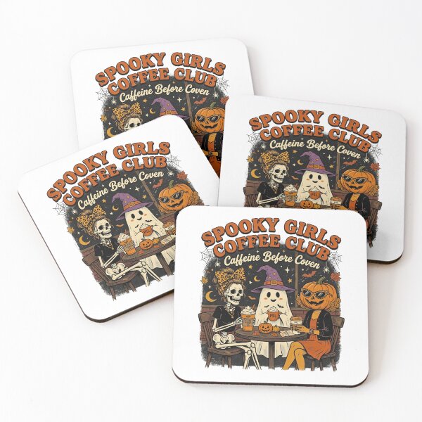 Item preview, Spooky Girls Coffee Club Caffeine Before Coven - Retro Halloween PSL Squad designed and sold by BumbleBloom7.