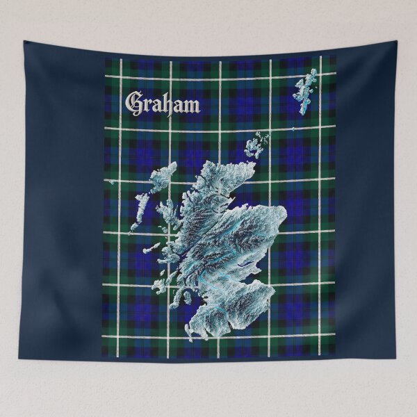 Artikelvorschau, Schottlandkarte und Clan Graham Tartan entworfen und verkauft von davidelder.