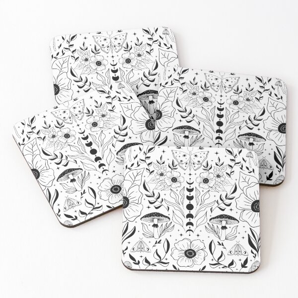 Item preview, Whimsigoth Moth Moon Damask Black on White designed and sold by WonderAndWhim.