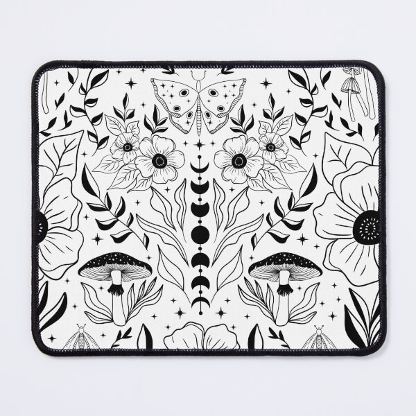 Item preview, Whimsigoth Moth Moon Damask Black on White designed and sold by WonderAndWhim.