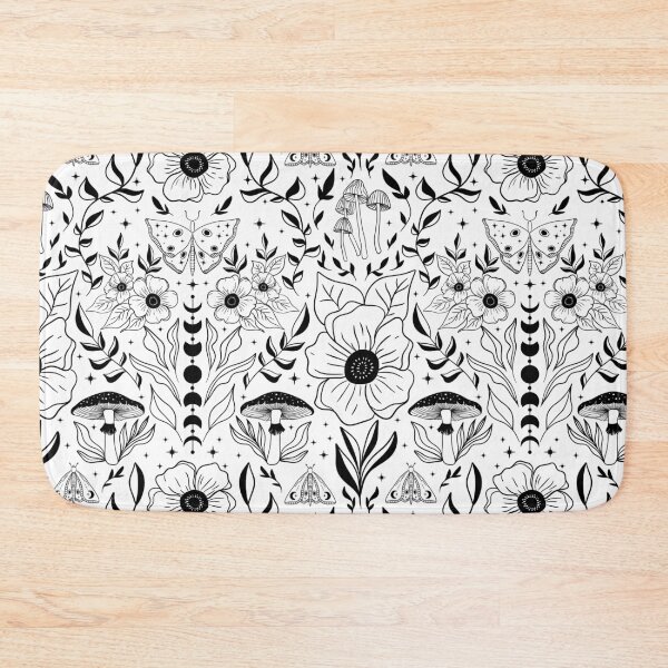 Item preview, Whimsigoth Moth Moon Damask Black on White designed and sold by WonderAndWhim.