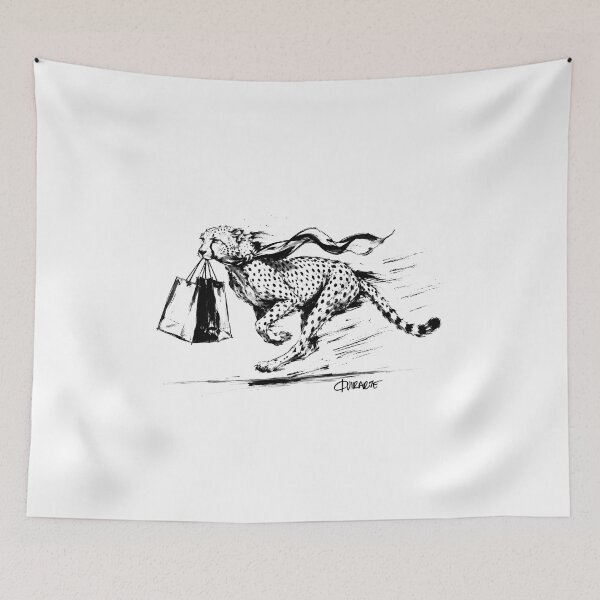 Item preview, Fast Fashion Shopping Cheetah Ink Sketch designed and sold by ferquirarte.