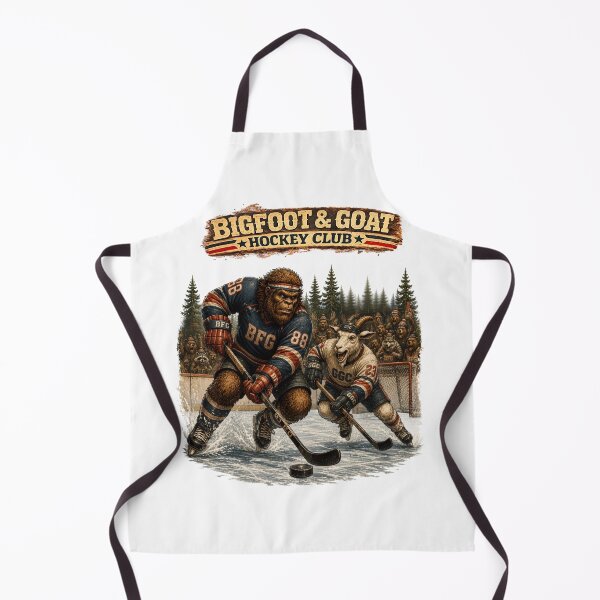 Item preview, Bigfoot and Goat Hockey Club Funny Vintage Ice Hockey Design designed and sold by NicheBloom.