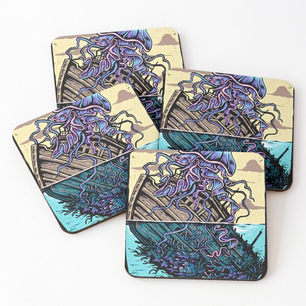 Item preview, Jellyfish Shipwreck Illustration Ocean Fantasy Vintage Artwork designed and sold by marzanadosin.