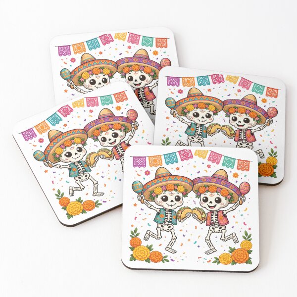 Item preview, Cute Dancing Skeletons Taco Fiesta Dia de los Muertos Party designed and sold by Yellowriversss.