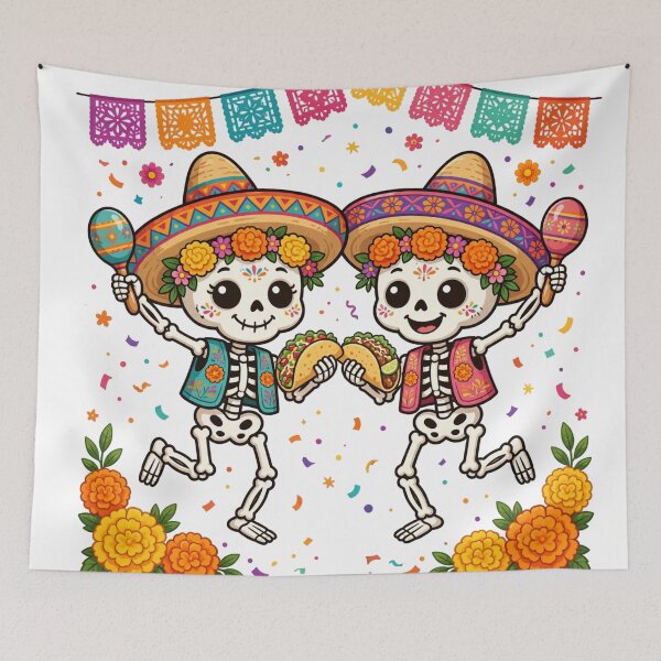 Item preview, Cute Dancing Skeletons Taco Fiesta Dia de los Muertos Party designed and sold by Yellowriversss.