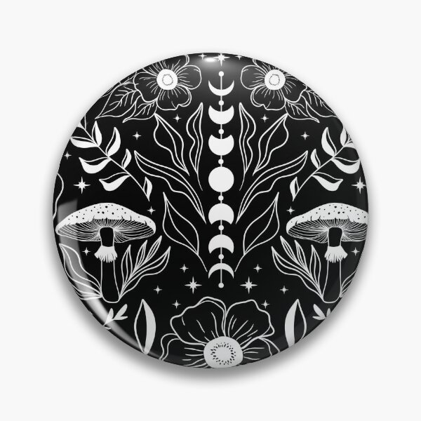 Item preview, Whimsigoth Moth Moon Damask White on Black designed and sold by WonderAndWhim.