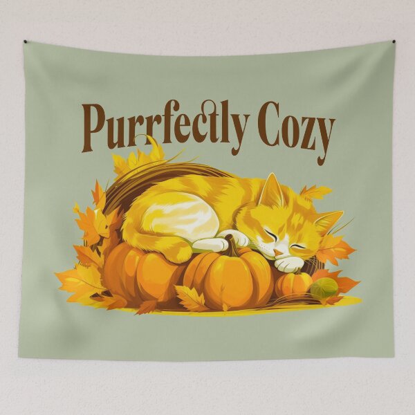 Item preview, Purrfectly Cozy | Sleeping Cat on Pumpkins Cute Autumn Design designed and sold by Sachie's Studio.
