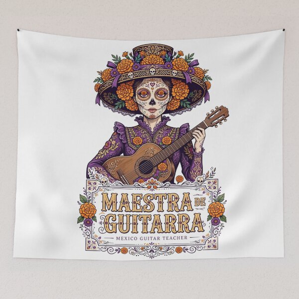 Item preview, Maestra De Guitarra Mexico Guitar Teacher Day of the Dead Catrina designed and sold by Yellowriversss.