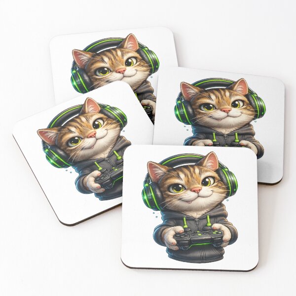 Item preview, Cute Gamer Cat – Adorable 3D Cartoon Gaming Kitten designed and sold by AlexLineArt.