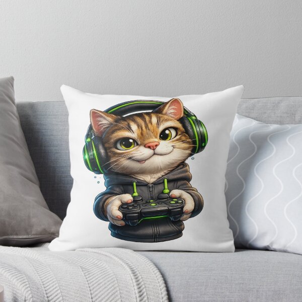 Item preview, Cute Gamer Cat – Adorable 3D Cartoon Gaming Kitten designed and sold by AlexLineArt.