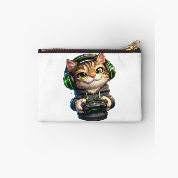 Item preview, Cute Gamer Cat – Adorable 3D Cartoon Gaming Kitten designed and sold by AlexLineArt.