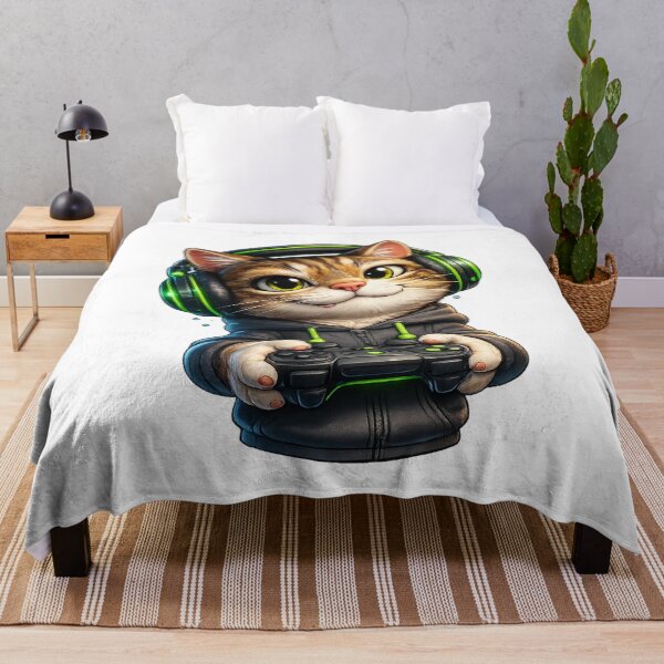 Item preview, Cute Gamer Cat – Adorable 3D Cartoon Gaming Kitten designed and sold by AlexLineArt.
