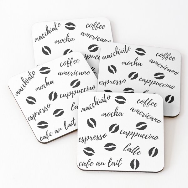 Item preview, Coffee Drinks and Beans Pattern (Black Text) designed and sold by BLAAAAASK.