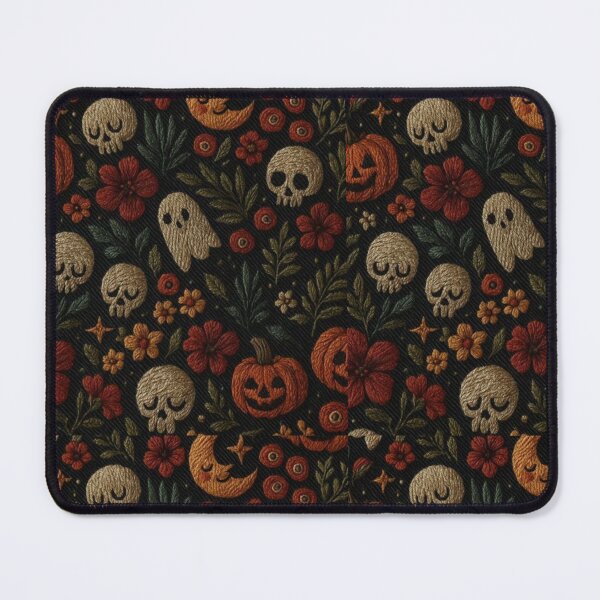 Item preview, Halloween Embroidery Seamless Pattern - Vintage Floral Pumpkin Skull Stitch Art designed and sold by GrimNest.