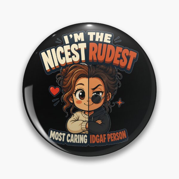Item preview, I'm The Nicest Rudest Most Caring IDGAF Person Cartoon Split Face Duality Art Sarcastic Attitude Gift for Strong Personalities designed and sold by Nightarel.