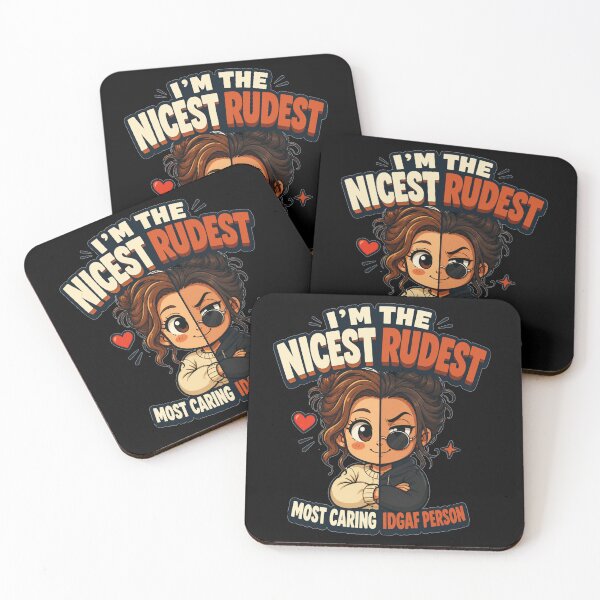 Item preview, I'm The Nicest Rudest Most Caring IDGAF Person Cartoon Split Face Duality Art Sarcastic Attitude Gift for Strong Personalities designed and sold by Nightarel.