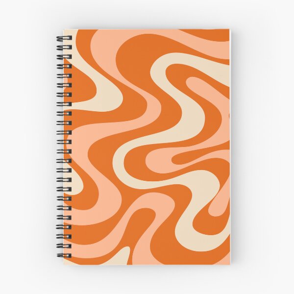 Aperçu de l'œuvre Liquid Swirl Retro Abstract dans des tons orangés, crème et blanc créée et vendue par Differenceee.