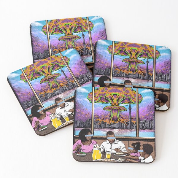 Item preview, Retro Dystopian Family Dinner Psychedelic Mushroom Cloud Art designed and sold by marzanadosin.