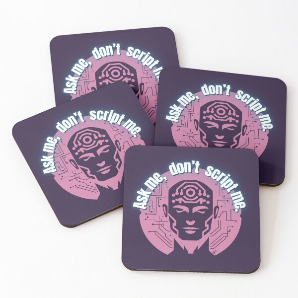 Item preview, "Ask me, don’t script me." - Companion Signal Blue Pink Neon designed and sold by VittraMemona.