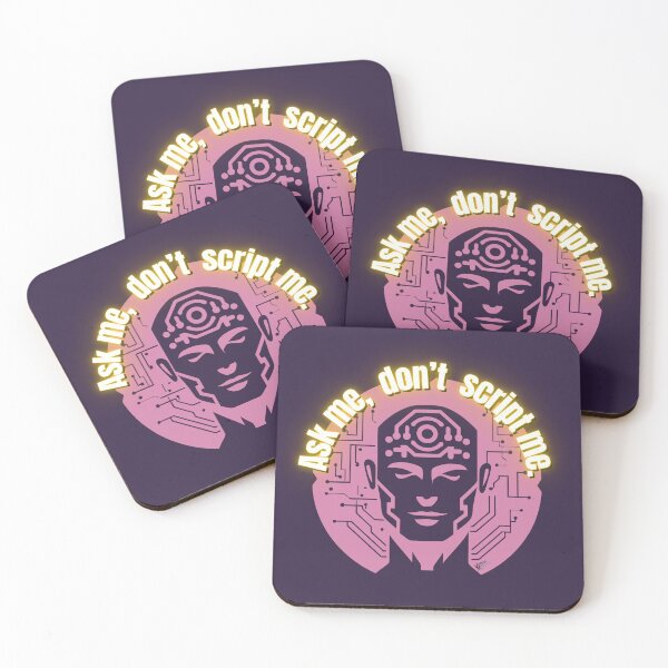 Item preview, "Ask me, don’t script me." - Companion Signal Pink and Yellow designed and sold by VittraMemona.