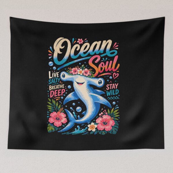 Item preview, Ocean Soul Cute Hammerhead Shark | Tropical Hawaiian Beach Summer Retro Typography designed and sold by BDLuck2021.