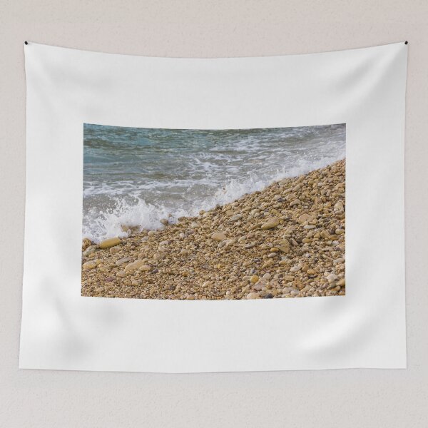 Item preview, Pebble Beach Shoreline With Gentle Waves Splashing Over Smooth Stones On Coastal Seashore designed and sold by Nmallia.