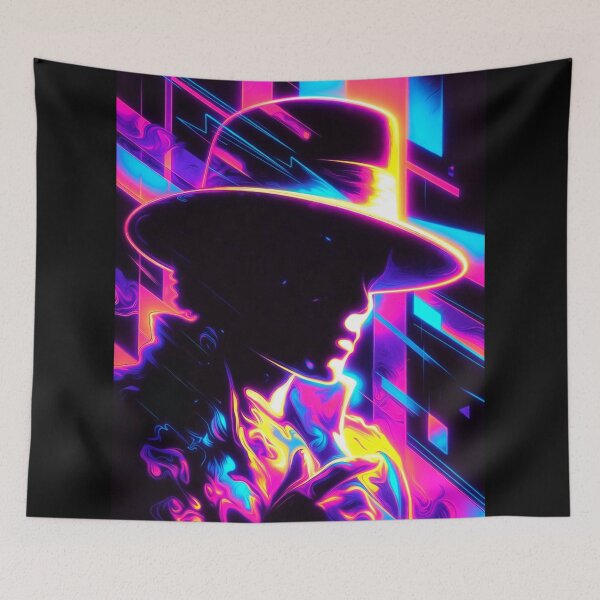 Item preview, Neon Retro Silhouette Glow MJ Portrait Art designed and sold by ExploreAura Studio.