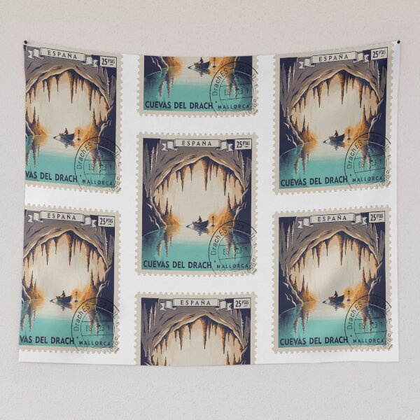 Item preview, Cuevas del Drach Majorca Cavern Lake Stamp Sticker designed and sold by stickercuffs.