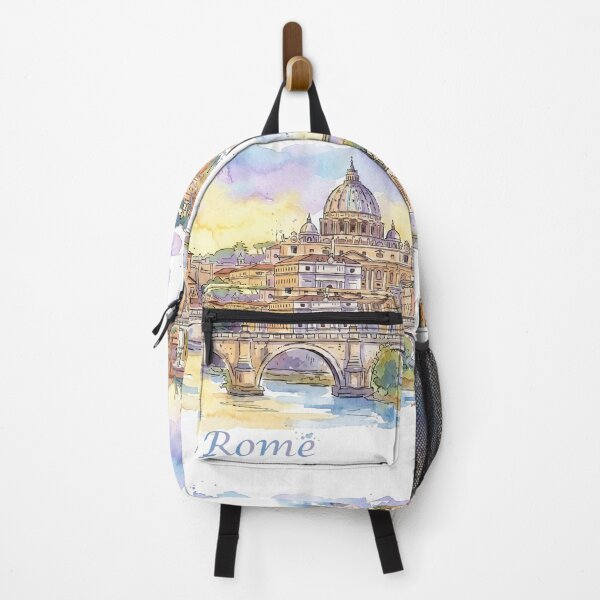 Item preview, Rome Italy Vatican and Bridge Watercolor Travel Art designed and sold by NareArt.