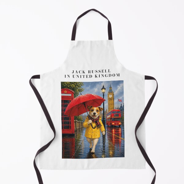 Item preview, Jack Russell walking in the rain with a red umbrella designed and sold by Nomad-Paws.