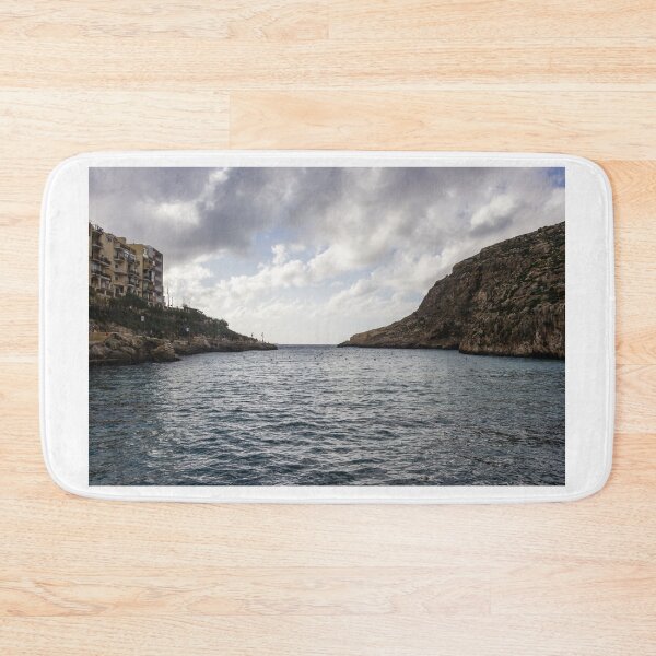 Item preview, Overcast Coastal Bay With Rocky Cliffs and Waterfront Apartments Overlooking Calm Sea designed and sold by Nmallia.
