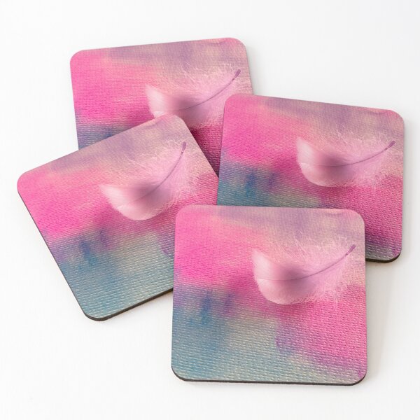 Item preview, Delicate Pink Feather on Abstract Ink Painted Canvas Background designed and sold by sneidere9dace.