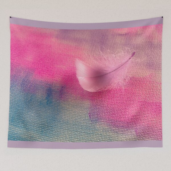 Item preview, Delicate Pink Feather on Abstract Ink Painted Canvas Background designed and sold by sneidere9dace.