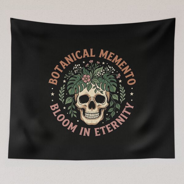 Item preview, Botanical Memento Bloom In Eternity Vintage Floral Skull | Dark Academia Gothic Botanical Graphic Art designed and sold by WillCraftx.