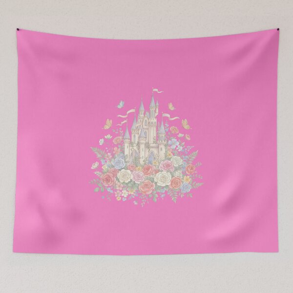 Item preview, Enchanted Floral Fantasy Castle | Pastel Fairytale Princess Castle Watercolor Design designed and sold by andromeda-redd.