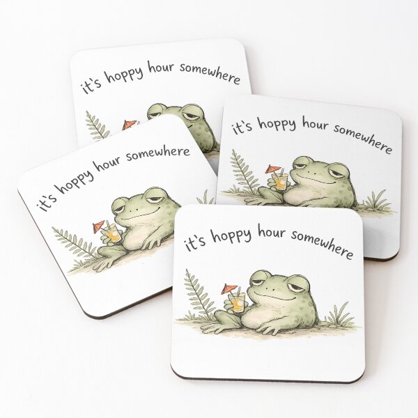 Item preview, Funny Hoppy Hour Somewhere Frog Shirt | Frog Pun Sticker | Happy Hour Gift | Cute Drinking Humor Tee designed and sold by Moss & Mellow.