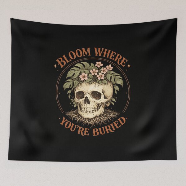 Item preview, Bloom Where You're Buried Vintage Floral Skull | Dark Academia Gothic Botanical Art designed and sold by WillCraftx.