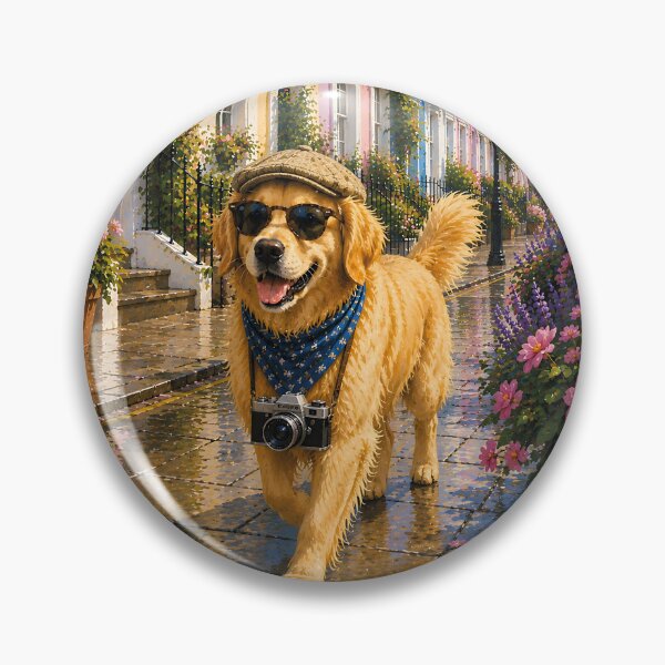 Item preview, Golden Retriever visiting Notting Hill designed and sold by Nomad-Paws.